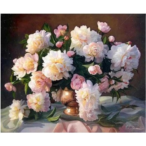 Pivoines Fleurs Broderie Diamant 5D Pour Débutants - Kit Broderie Diamants/Diamond Painting