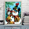 2019 Dessin Animé Mignon Bonhomme De Neige De Noël Et Ecureuil - 5D Kit Broderie Diamants/Diamond Painting