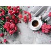 Nouvelle Arrivée Grosses Soldes Photo De Tasse De Café Et Fleurs Rouges - 5D Kit Broderie Diamants/Diamond Painting Kit