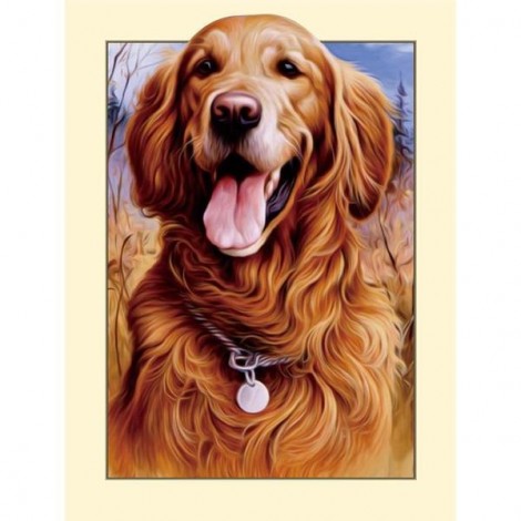 Tableau De Portrait De Chien Café - 5D Kit Broderie Diamants/Diamond Painting