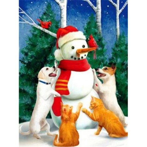 Bonhomme De Neige 5D Diy Kits De La Broderie De Diamant Pour