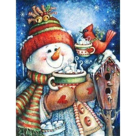 2019 Dessin Animé Mignon Bonhomme De Neige De Noël - 5D Kit Broderie Diamants/Diamond Painting