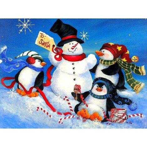 Bonhomme De Neige 5D Diy Kits De La Broderie De Diamant Pour Noël