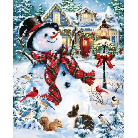 Bonhomme De Neige 5D Diy Kits De La Broderie De Diamant Pour Noël